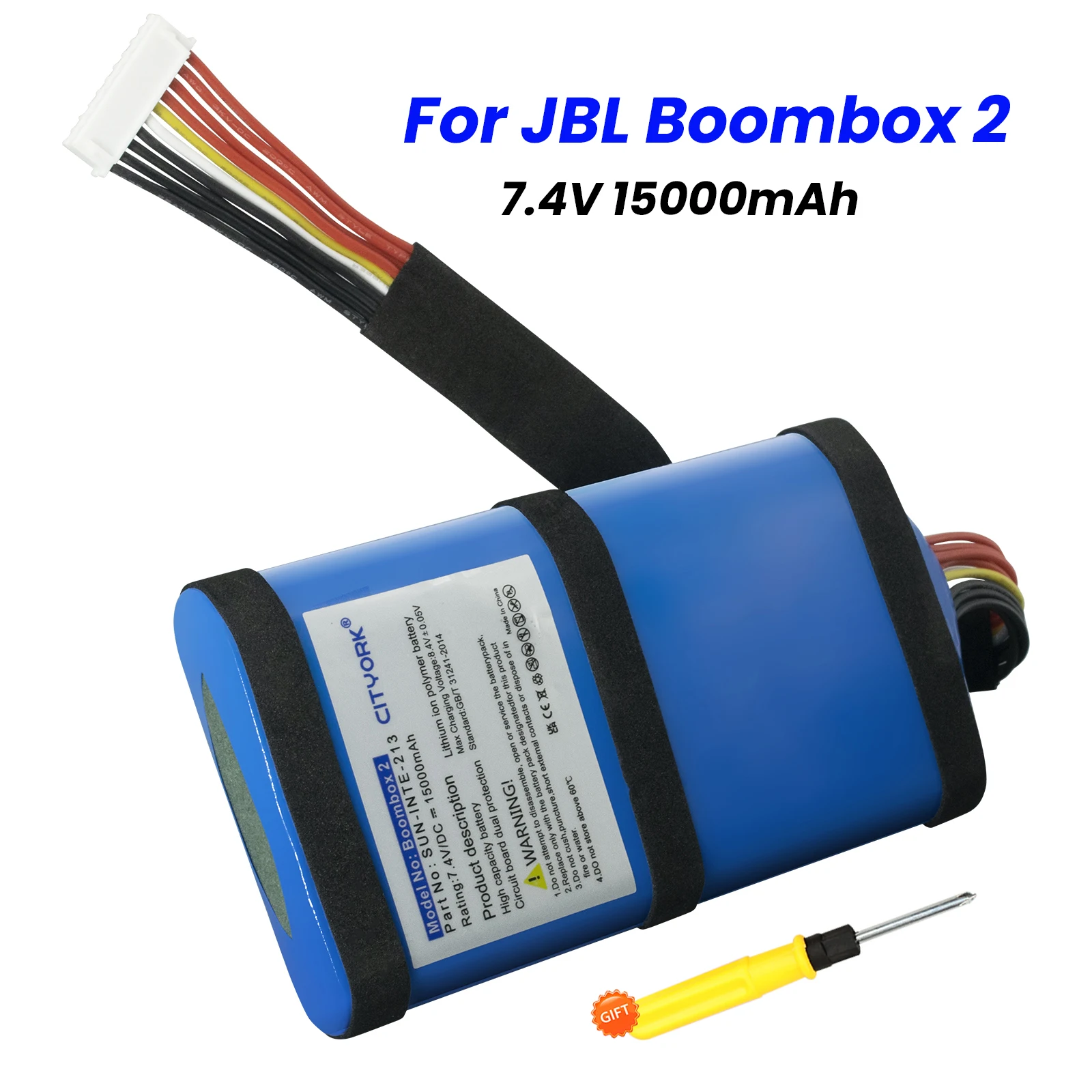 100% מקוריים 15000mAh 7.4 V רמקול סוללת ליתיום נטענת עבור JBL טייפ 2 Boombox2 השמש-INTE-21 סוללות