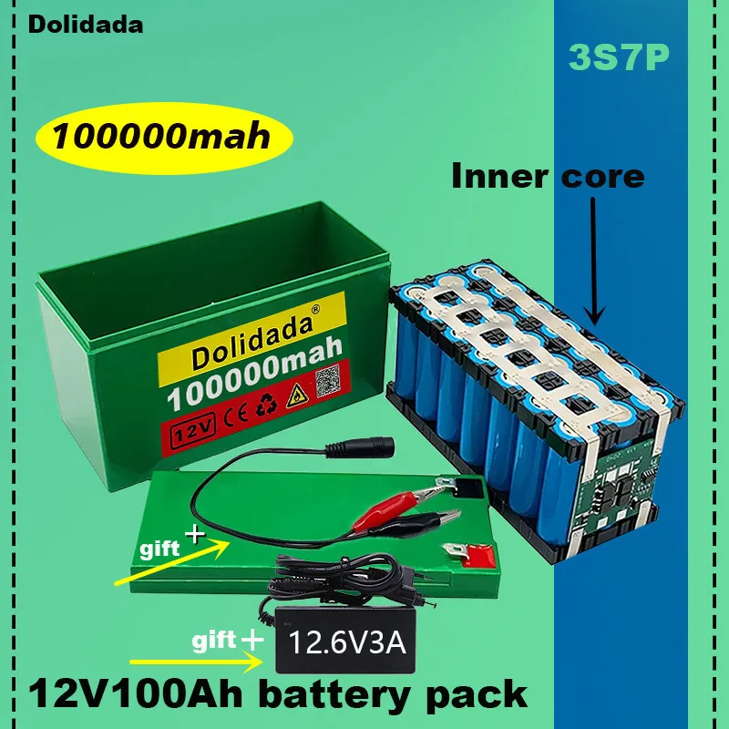2023New 12V3s7p ליתיום-יון Battery100Ah מתאים תאורה חיצונית של חקלאי ריסוס נשמע מילואים סוללה+ מטען