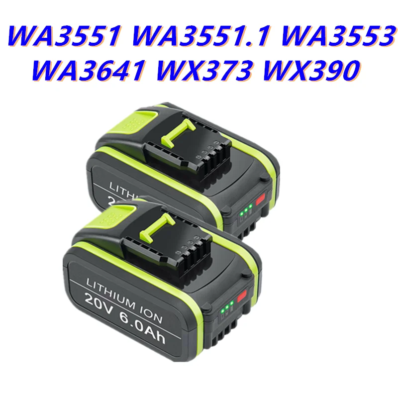 20V 6000mAh ליתיום-יון החלפת סוללה נטענת עבור Worx WA3551 WA3553 WX390 WX176 WX550 WX386 WX373 WX290 WX800 WU268