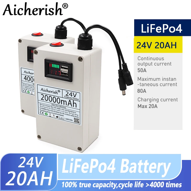 24V 20Ah ליתיום ברזל פוספט הסוללה הביתה Appliance,אור LED 24V סוללת LiFePo4 מובנה BMS הגנה