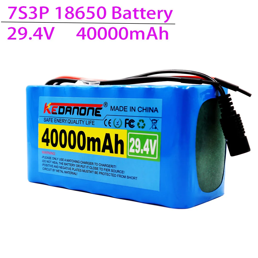 29.4 V 30Ah/35Ah/40Ah/45Ah/50Ah 7S3P 18650 Li-ion Battery Pack אופניים חשמליים ממונעים חשמליים ליתיום יון סוללה+ מטען
