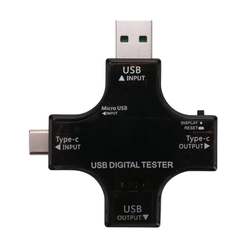 2X USB סי בודק,2 ב 1 סוג C USB הבוחן צבע מסך IPS דיגיטלי מודד,מתח,זרם,טמפרטורה,עם Loader
