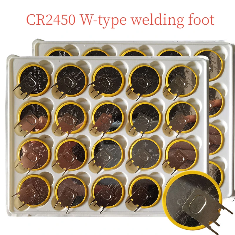 40/100/200pcs 3-pin CR2450 לחצן תא הסוללות עם W-סוג ריתוך רגל סוללות כפתור Pin לסחוב לצפות אביזרים CR 2450 נייד