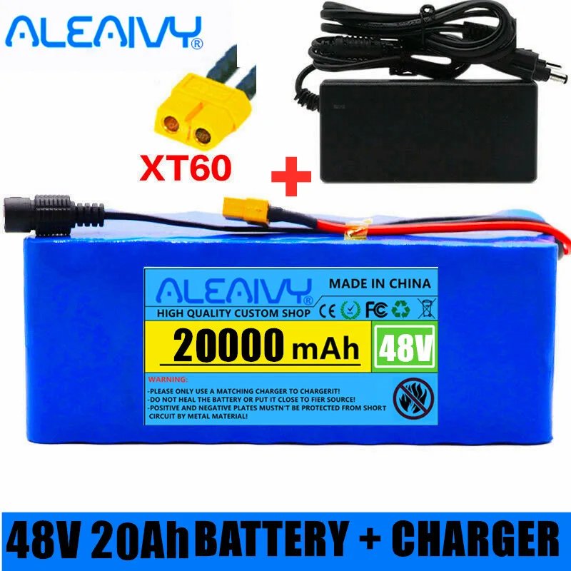 48V סוללה 20Ah 1000w 13S3P Lithium ion Battery Pack עבור 48v E-bike אופניים חשמליות קורקינט עם בגודל 54.6 V 2A המטען החדש
