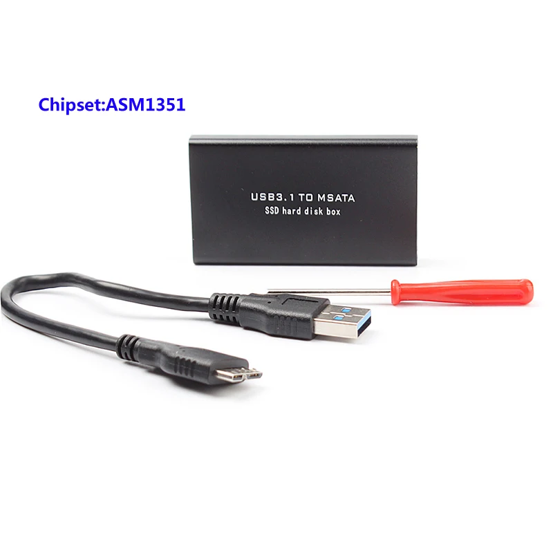 ASM1351 ערכת השבבים ה-USB 3.1 Type-A ל MSATA SSD המתחם USB3.1 למיני דיסק קשיח SATA במתאם mSATA SSD נייד תיבת