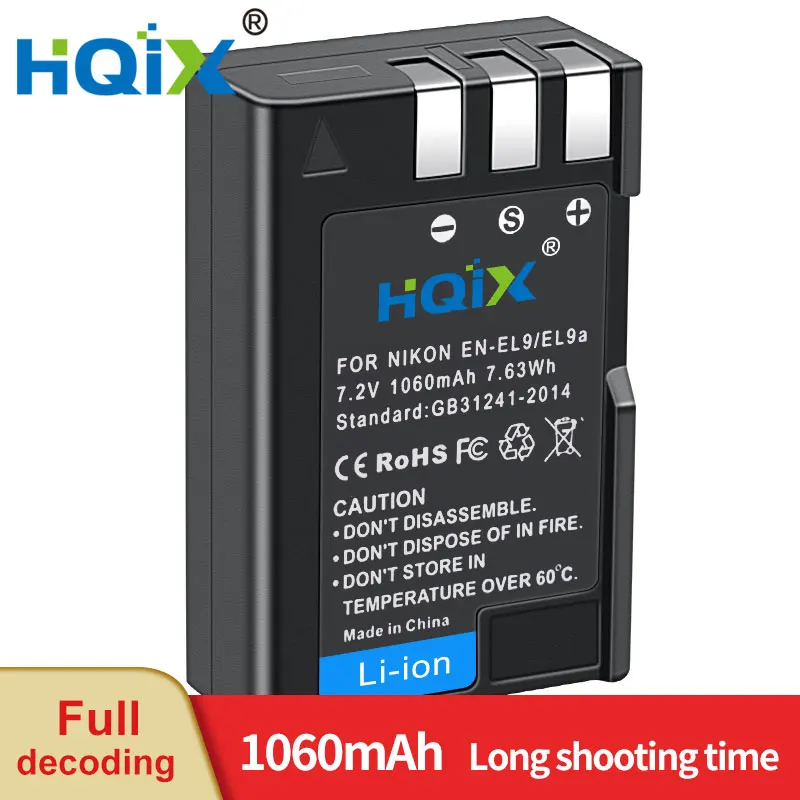HQIX ניקון D40 D40X D60 D3000 D5000 המצלמה EN-EL9 EL9A מטען סוללה