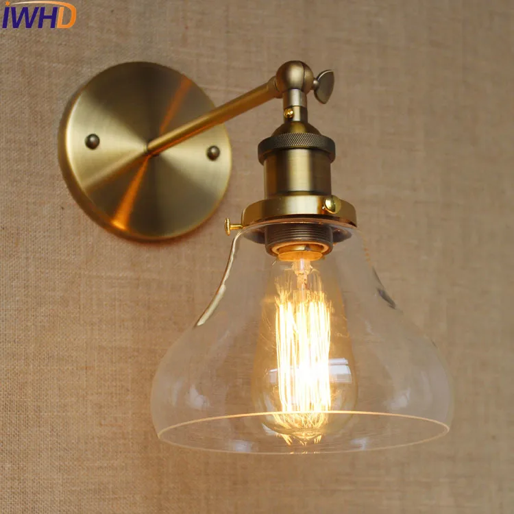 IWHD זכוכית לופט תעשייתי מנורת קיר וינטאג ' הובילו מדרגות אור Wandlamp תאורה אדיסון רטרו אורות קיר אפליקציות Murale
