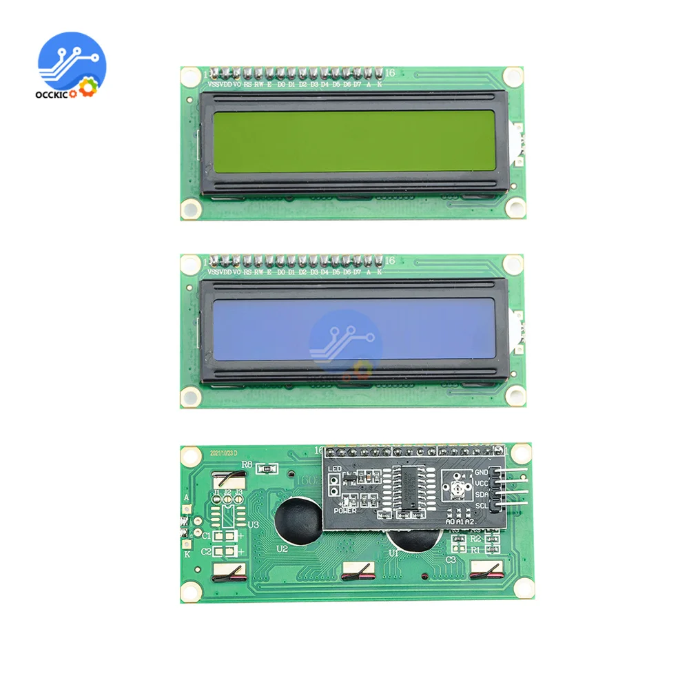 LCD1602 1602 LCD מודול כחול / ירוק המסך 16x2 תצוגת LCD אופי PCF8574T PCF8574 IIC ממשק I2C 5V עבור Arduino