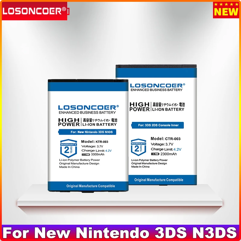 LOSONCOER 2300-3300mAh CTR-003 סוללה עבור נינטנדו 2DS 3DS החדש 2DS XL KTR-003 ל Nintendo 3DS N3DS סוללה Gamepad בקר