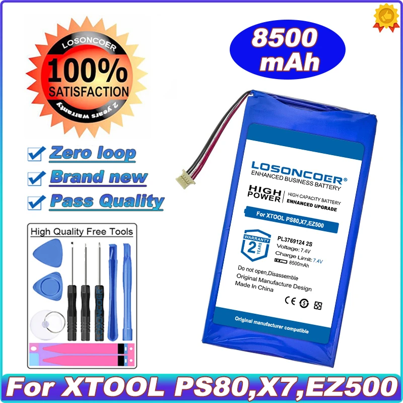 LOSONCOER טוב 8500mAh סורק אבחון PL3769124 2 עבור XTOOL PS80,X7,EZ500,X100 Pad 2,i80 Pad,X100 Pad 2 Pro,PS80E סוללה