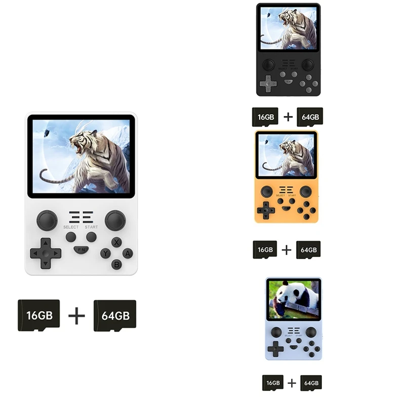 RGB20S רטרו משחק קונסולת משחק וידאו כף יד המסוף עמיד 16G+64G 3.5 אינץ IPS מסך קוד פתוח מערכת (לבן)