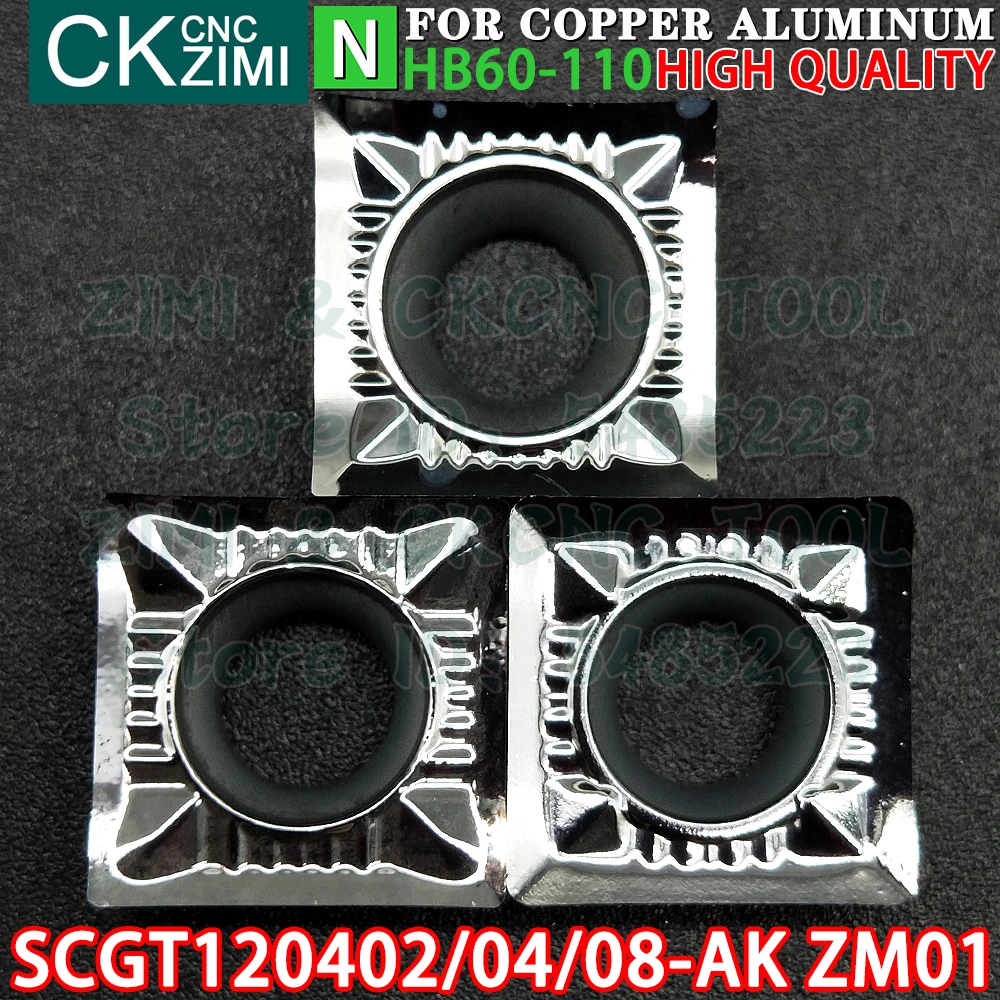 SCGT120402-AK SCGT120404-AK SCGT120408-AK ZM01 קרביד אלומיניום מוסיף מפנה מוסיף כלים SCGT מתכת CNC מחרטה כלי חיתוך