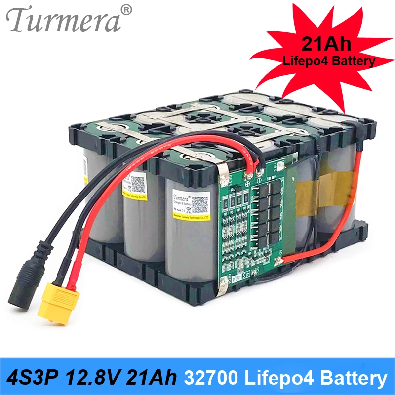 Turmera 32700 12V סוללת Lifepo4 Pack 4S3P 12.8 V 21Ah 4S 40A 100A מאוזנת עב 