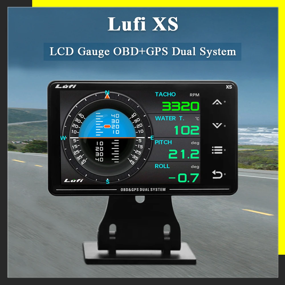 אביזרי רכב xs מד OBD+GPS OBD2 דיגיטלי turbo boost לחץ שמן, טמפרטורת G ערך ' ירוסקופ. מד תצוגת LCD