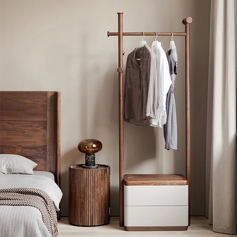 המוצר יכול להיות customizedBlack אגוז מעץ מלא קולב בגדים משולבת קולב בגדים לקומה השינה
