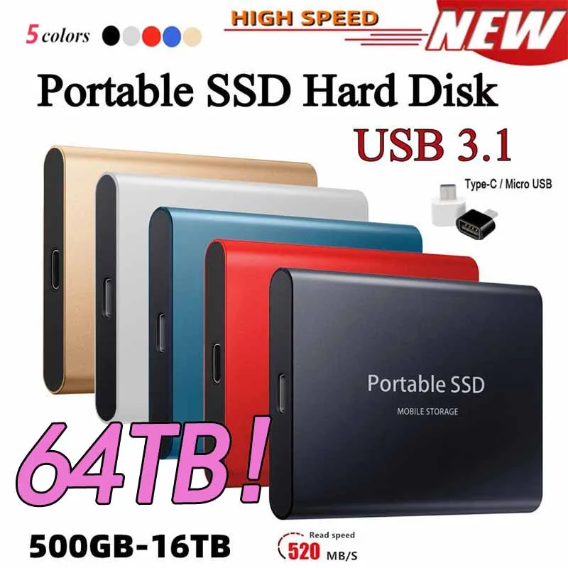 המקורי נייד SSD דיסק קשיח 64TB SSD 2TB 2.5 אינץ 500GB כונן קשיח כונן הדיסק הקשיח אלקטרוניקה עבור מחשבים ניידים טלפונים ניידים