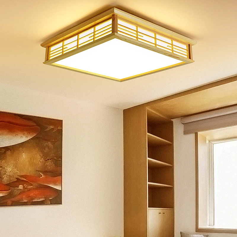 נורדי המדינה וילה אור התקרה בסגנון יפני פשוט מנורת תקרה מעץ אור תקרת LED לחיות Rom השינה מסעדה