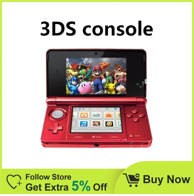 נינטנדו 3DS המסוף אדום - 3.5 אינץ ' מסך קטן / משחקים חינם / מקורי כף יד קונסולת המשחק לשאת 32/64 / 128GB כרטיס למשחק