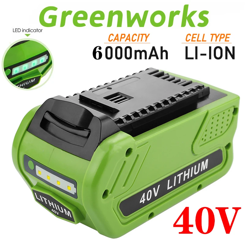 על Greenworks 40V6.0Ah 4.0 Ah סוללת ליתיום החלפת G-MAX 29462 29472 GMAX Creabest מכסחת דשא כלי עבודה 22272 סוללה