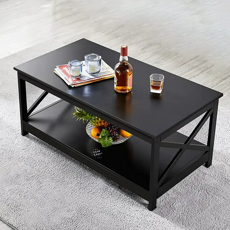 שולחן סלון ריהוט שולחן עם מדף אחסון, שחור שולחן קפה קטן שולחן תה העליון של הטבלה בסוף שולחן עבור חדר השינה Mesas S