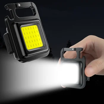 Mutifuction ניידת נטענת USB כיס העבודה האור מיני LED מחזיק מפתחות אור עם חולץ פקקים חיצוני קמפינג דיג טיפוס