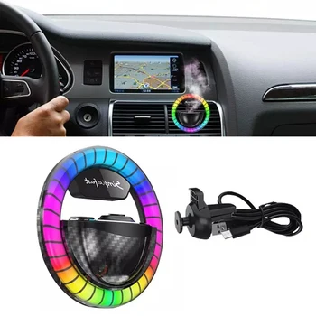 הרכב הבושם מפזר אורות המכונית RGB אור מטהר אוטומטי אוורור קליפ אוויר הפנים, צליל הקול קצב הסביבה המנורה