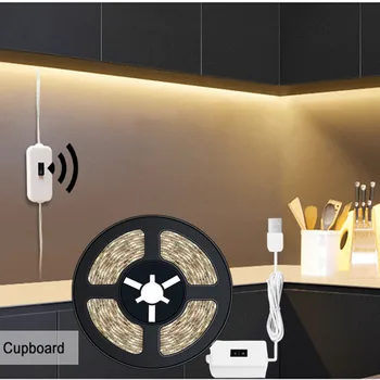 USB LED יד לטאטא את חיישן האור בלילה DC 5V LED הרצועה 0.5~5M עבור חדר השינה המטבח בארון הבגדים מנורת LED ארון מטבח המנורה