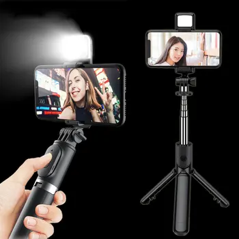 נייד Bluetooth Selfie מקל מחזיק טלפון נשלף רב תכליתי 68CM חצובה עם Selfie אור Wireless Remote Shutter