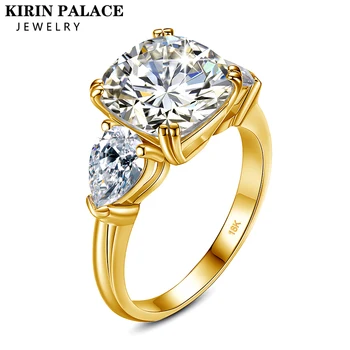 קירין ארמון 750 18K זהב צהוב 14 קראט 5CT Moissanite טבעות לנשים בעבודת יד כרית לחתוך טבעת אירוסין לכלה מתנה תכשיטים יפים