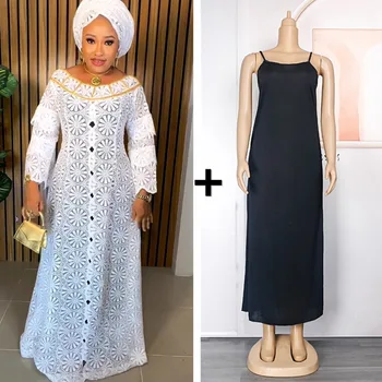 אפריקה שמלות עבור נשים אלגנטי הולו חדשים המוסלמים אופנה כפיות דאשיקי תחרה החלוק Kaftan ארוכה שמלת מקסי 2023