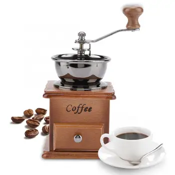 נייד ידני מטחנת קפה מעץ בעיצוב רטרו קפה, מטחנת מטבח נשלף מיני תבלין פלפל מכונת השחזה