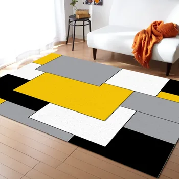 צהוב פסיפס צבע מופשט אמנות שטיחים עבור הסלון לחדר השינה ליד המיטה שטיחים רכים, שטיחים חג מולד קישוט מחצלת