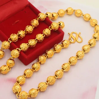 מצופה זהב 24k השרשרת כולל אבזם חרוזים שרשרת תליון לגברים חתונה אירוסין תכשיטי יוקרה זהב שרשרת משלוח חינם