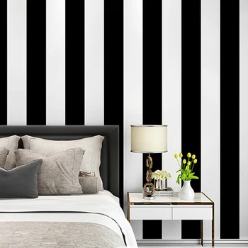 פסים דביק טפט DIY עבור הסלון קיר חדר השינה שחור לבן בעיצוב הבית מדבקה מטבח קשר נייר