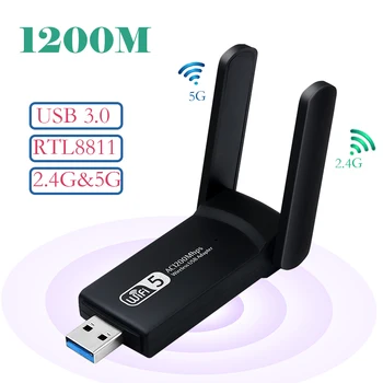3.0 USB WiFi מתאם 1200Mbps רשת אלחוטית מתאם דונגל WiFi Dual Band 2.4 GHz 5GHz עבור Windows vista Mac 10.6-10.15 לינוקס