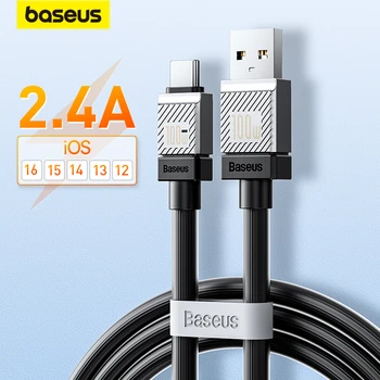 Baseus 2.4 כבל USB לאייפון 14 13 12 11 Pro מקס מיני טעינה מהירה כבל עבור iPad iPhone 8 7 נתונים מטען חוט