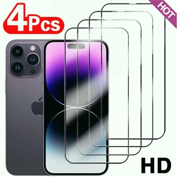 4Pcs כיסוי מלא מגיני מסך לאייפון 13 12 11 Pro מקס מיני 13Pro 11Pro 14 PRO XS מקס XR-X SE 6 8 7 בתוספת זכוכית מחוסמת