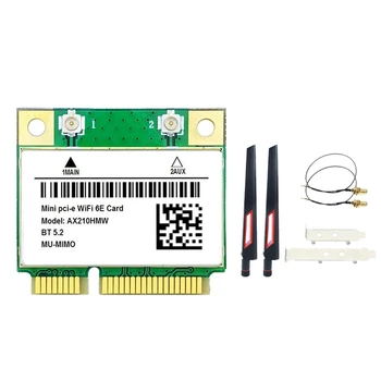 AX210HMW Wifi כרטיס+אנטנה להגדיר Wifi 6E Mini PCI-E AX210 802.11 Ax/Ac 2.4 G/5G/6Ghz BT5.2 מתאם אלחוטי עבור מחשב נייד