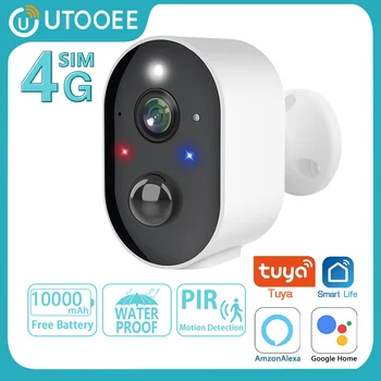 UTOOEE 5MP 4G, מצלמה מובנית 10000mAh סוללה 130 רחב זווית תנועת PIR זיהוי אבטחה מצלמות מעקב במעגל סגור מצלמת IP