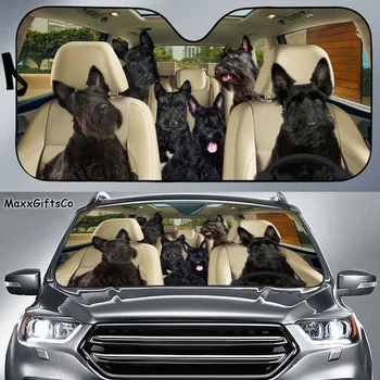 טרייר סקוטי המכונית שמש, צל, טרייר סקוטי השמשה הקדמית, כלבים המשפחה שמשיה, כלבים אביזרי רכב, קישוט רכב, כלבים לו