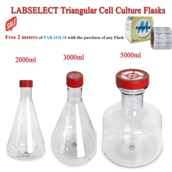 LABSELECT 2000ml 3000ml 5000ml משולש התרבות של תאים בקבוק עם לנשימה כובע רפואי פוליקרבונט-PC הנייד תרבות צפחת