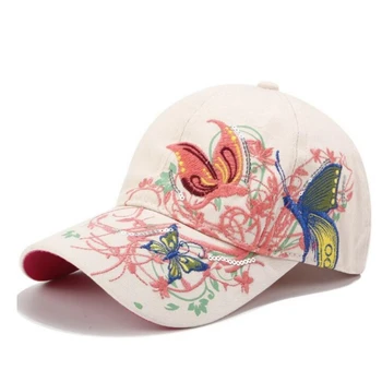 חדשה סגנון קוריאני נצנצים רקום פרפר רקמה על כובע בייסבול שפתון הגאות כובע קיץ נקבה כובע