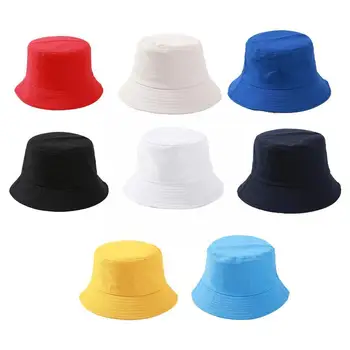 1Pc חדש באביב קיץ מוצק צבע הורה-ילד דייג הסיטוניים אופנה כובע שמש למבוגרים העליון השטוח אגן כובע כובע לילדים B0T3