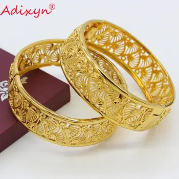 Adixyn חדש אתיופי צמידים לנשים/גברים צבע זהב דובאי/אפריקאית/ערבית/המזרח התיכון קאף צמידי כלה מתנות חתונה N080821