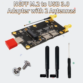 NGFF מ. 2 USB 3.0 מתאם עם 2 אנטנות M2 מפתח-B ל-USB 3.0 סוג ממיר קמה עם כרטיס כפול ננו חריצי כרטיס ה-SIM עבור 4G