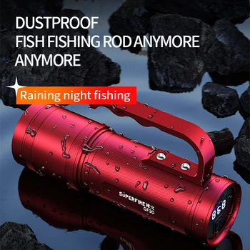 SUPERFIRE GF30 מתח גבוה פנס LED עמיד למים לדוג פנס לפיד נטענת USB הזרקורים הזרקור קמפינג מנורה