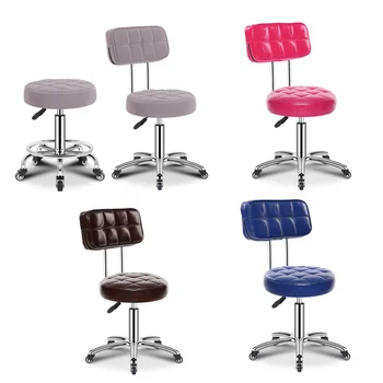 נורדי מספרה מספרה סלון כיסא משרדי עם גלגלים רהיטים ספרות כיסאות היופי מסביב עור צואה כסאות בר