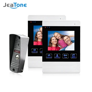 Jeatone 4 אינץ וידאו חזותי טלפון דלת פעמון המצלמה חוט 1200TVL לפקח על הדלת אזעקה כניסה Doorphone עבור מערכת הבית