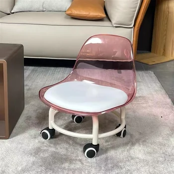 אקריליק שרפרף קטן שקט אוניברסלי עם גלגלים קטנים הכיסא גלגלת שרפרף נמוך קומה צואה רהיטים