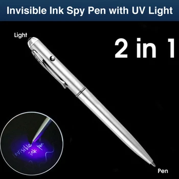 מצחיק עט 2 in1 דיו בלתי נראה קסם אבטחה כתב עט עם אור UV